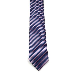 Tucci Men's Silk Tie Horizontal Stipes Navy Cream Purple